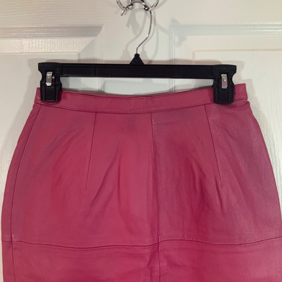 Styleworks Leather Pink 90s Mini Skirt Size 6 New - Picture 2 of 7